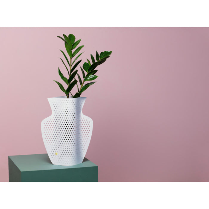OCTAEVO｜PAPER VASE CYANO (Perforated, White)