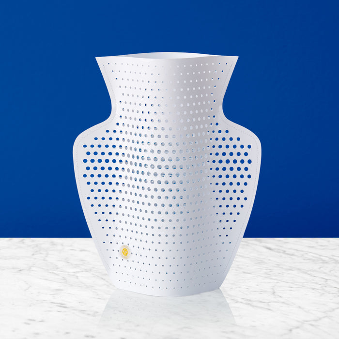 OCTAEVO｜PAPER VASE CYANO (Perforated, White)